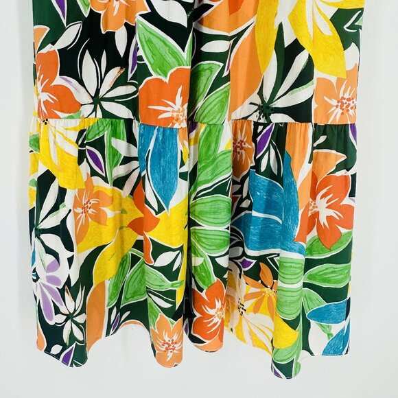 Maggy London Multicolor Floral Sleeveless V-Neck Ruffle Zip Maxi Dress Petite 4 - Picture 8 of 12